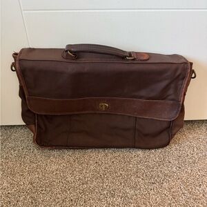 Coach Brown Nylon Leather Turnlock Briefcase Messenger Crossbody Bag - Vintage